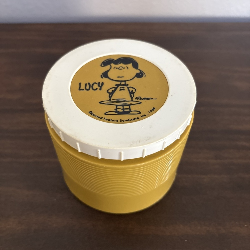 Vintage 1960s PEANUTS LUCY 1969 Plastic THERMOS Storage Container #1155